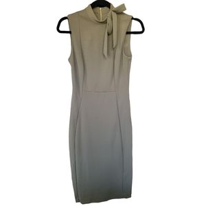 Sleeveless Tie Mock Neck Scuba Crepe Pencil Dress Calvin Klein Size 2